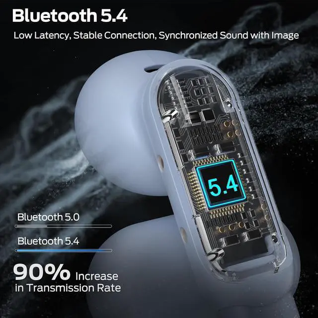 Alt view image 4 of 7 - Monster Open AC601 Wireless Earbuds, Comfort Clip-On Bluetooth Earphones, Bluetooth 5.4 Earbuds with Environmental Noise Cancellation, IPX5 Waterproof & Touch Control Wireless Headphones(Blue)