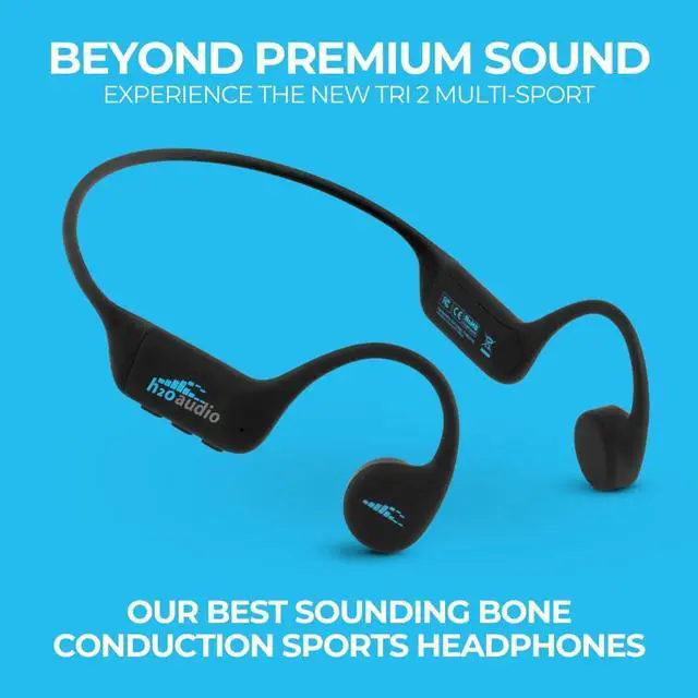 Alt view image 2 of 7 - H2O Audio TRI 2 Waterproof Bone Conduction Headphones Bundle - Bluetooth 5.3, MP3 Mode, 12ft Underwater Performance, Extended Battery, Protective Hard Shell Case - Black