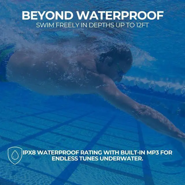 Alt view image 6 of 7 - H2O Audio TRI 2 Waterproof Bone Conduction Headphones Bundle - Bluetooth 5.3, MP3 Mode, 12ft Underwater Performance, Extended Battery, Protective Hard Shell Case - Black