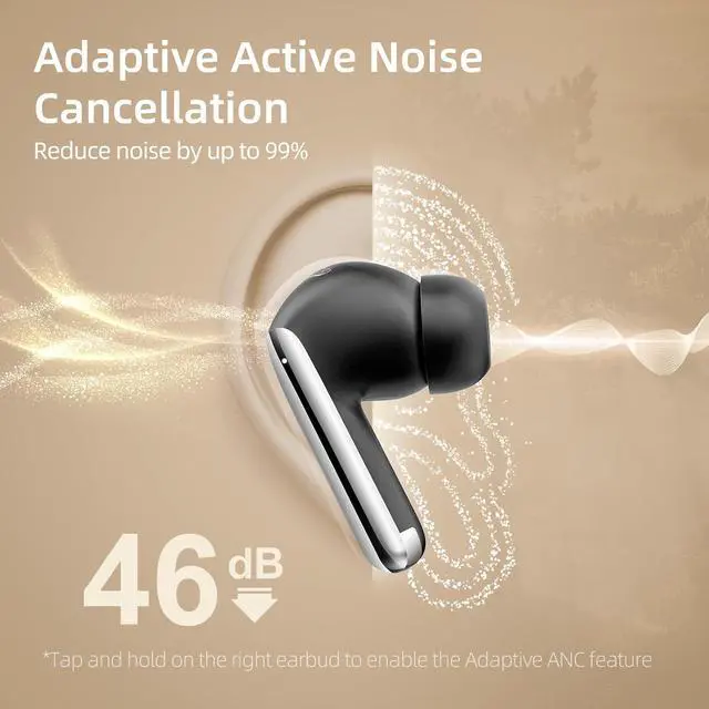 Alt view image 3 of 7 - QCY MeloBuds Pro Aadptive Hybrid Active Noise Cancelling Wireless Earbuds, Reduce Noise by Up to 99%, Bluetooth 5.3 Wireless LDAC Hi-Res Audio, 34H Playtime, Comfortable Fit, Custom EQ via App