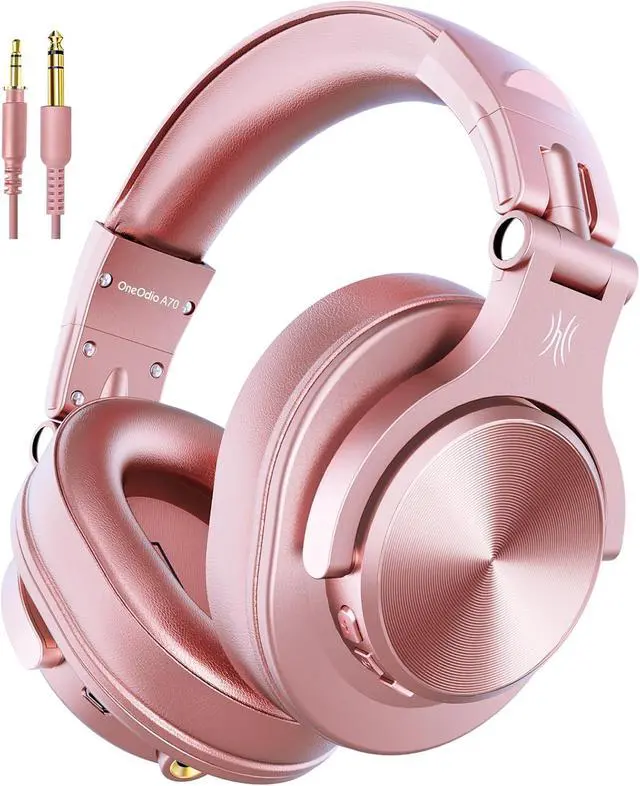 Main image of OneOdio A70 Bluetooth Over Ear Headphones, Wireless Headphones w/ 72H Playtime, Hi-Res, 3.5mm/6.35mm Wired Audio Jack for Studio Monitor & Mixing DJ Guitar AMP, Computer Laptop PC Tablet - Rose Gold