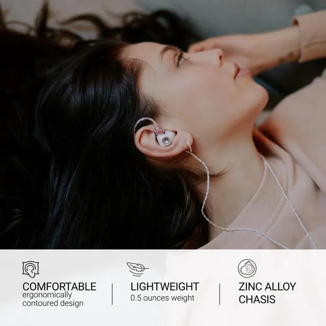 Alt view image 3 of 6 - MEZE AUDIO ALBA | Wired Earbuds in-Ear Monitor Headphones for Audiophiles | USB-C Adapter Included | Smartphone Compatible | Noise Isolating | Ergonomic Metal Chassis