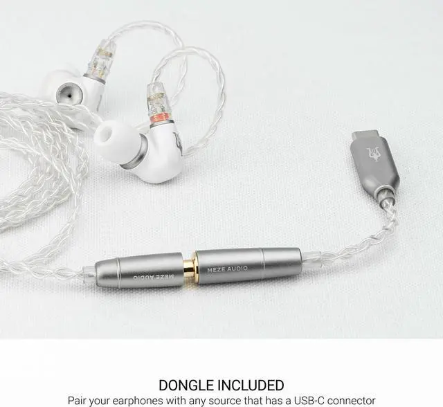 Alt view image 5 of 6 - MEZE AUDIO ALBA | Wired Earbuds in-Ear Monitor Headphones for Audiophiles | USB-C Adapter Included | Smartphone Compatible | Noise Isolating | Ergonomic Metal Chassis