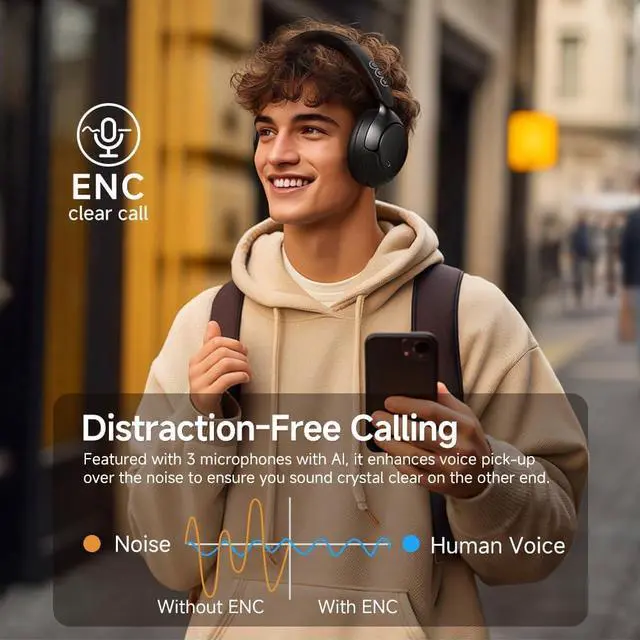Alt view image 5 of 7 - QCY H3 PRO Adaptive ANC Wireless Headphones Over Ear, 50dB Active Noise Cancellation with Multiple Modes, LDAC Hi-Res Wireless Audio, 55H Playtime, Custom EQ via App, Bluetooth 5.4