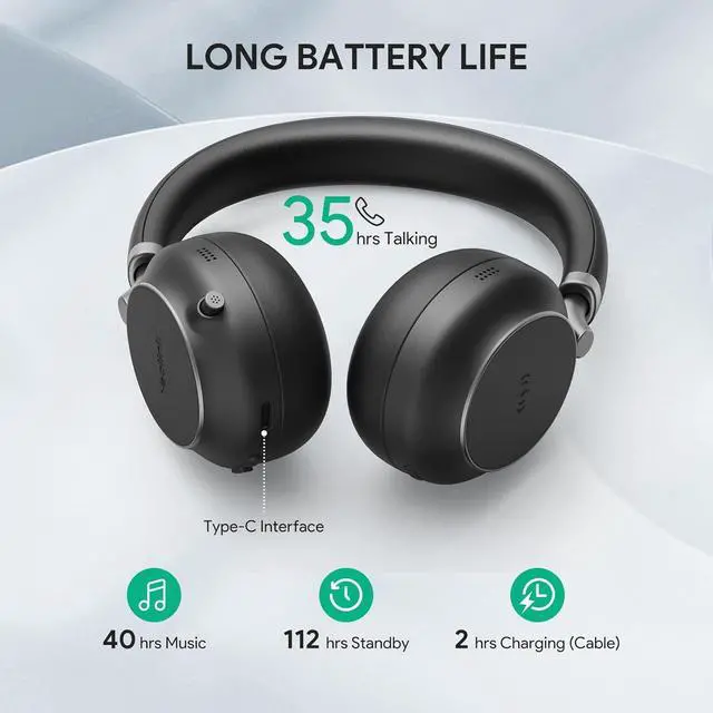 Alt view image 5 of 7 - Yealink BH76 (2022 Old Edition) Wireless Headset Active Noise Cancelling (ANC) Bluetooth Headphone with Retractable Mic-Boom, Teams Certified On-Ear Headphone, up to 35h Talking Time, USB-A Dongle