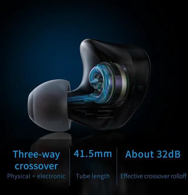 Alt view image 6 of 6 - FH3 HiFi Earphones 3 Drivers (1 Dynamic + 2 Knowles BA) in-Ear Earphones High Resolution Bass Sound High Fidelity for Smartphone/PC/Tablet