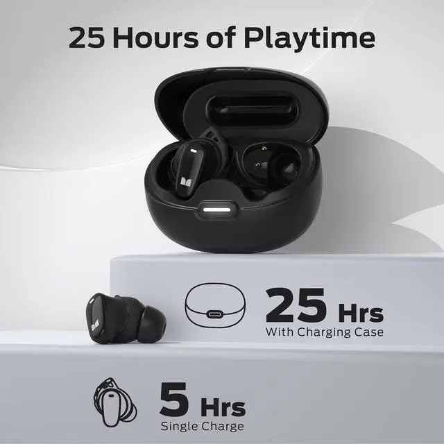 Alt view image 3 of 7 - Monster N-Lite 206 Bluetooth Wireless Earbuds in Ear Headphones, Bluetooth 5.4 Ear Buds Built-in Mic, Comfortable Fit, Touch Control, Type-C Fast Charging, IPX6 Waterproof, 25H Playtime, Black