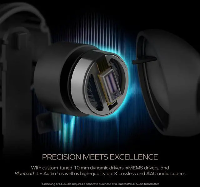 Alt view image 3 of 6 - Aurvana Ace 2 with xMEMS Driver Lightweight True Wireless in-Ears with Bluetooth LE Audio aptX Lossless aptX Adaptive Adaptive ANC Ambient Mode Up to 24 Hours Battery Life Built-in Mic