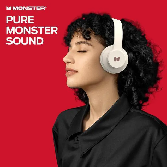 Alt view image 2 of 7 - Monster Mission 100 Bluetooth Headphones, On Ear Headphones with Immersive Bass, Crystal Clear Call, 40H Playtime, Bluetooth 5.4, Comfortable Fit Wireless Headset for Travel Work
