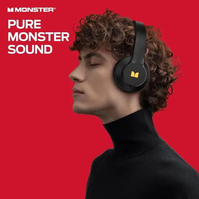 Alt view image 2 of 7 - Monster Mission 100 Bluetooth Headphones, On Ear Headphones with Immersive Bass, Crystal Clear Call, 40H Playtime, Bluetooth 5.4, Comfortable Fit Wireless Headset for Travel Work