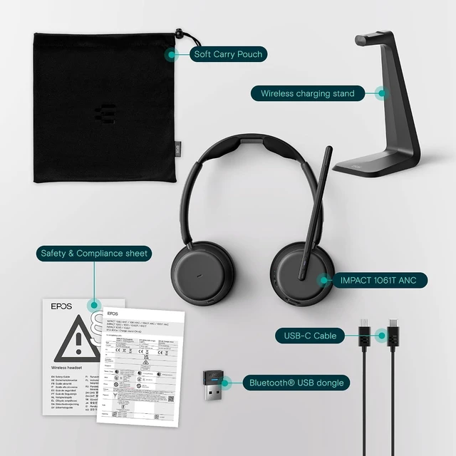 Alt view image 6 of 7 - Impact 1061T ANC - Premium Open Office Headset with Hybrid Adaptive ANC, AI Microphone Technology, and Multipoint Connectivity