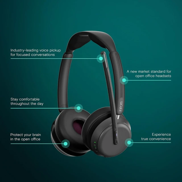 Alt view image 2 of 7 - Impact 1061T - Enhanced Open Office Headset with Hybrid ANC, AI Microphone, and Multipoint Connectivity