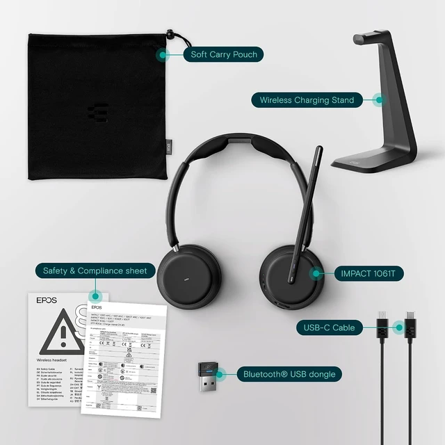 Alt view image 6 of 7 - Impact 1061T - Enhanced Open Office Headset with Hybrid ANC, AI Microphone, and Multipoint Connectivity