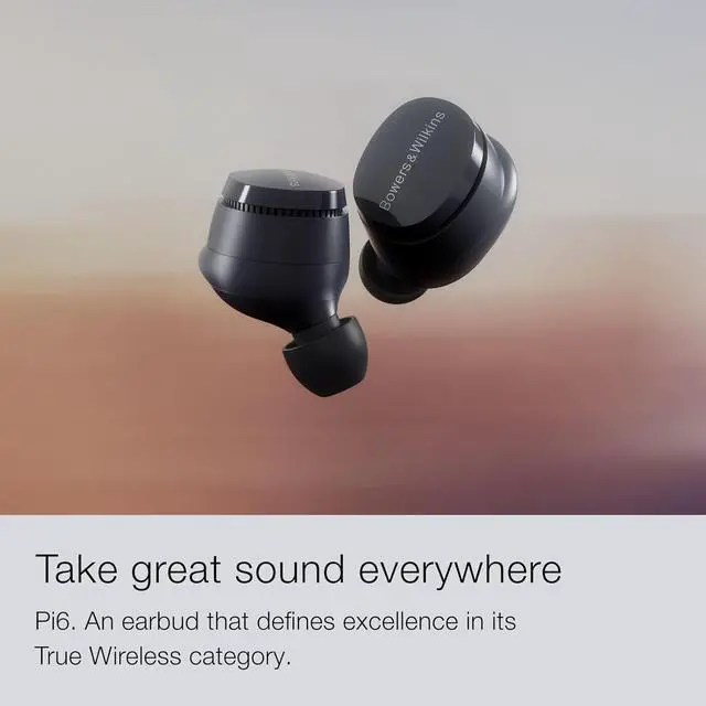 Alt view image 2 of 7 - Bowers & Wilkins Pi6 Wireless Earbuds (Storm Grey), in-Ear Bluetooth Earphones with aptX Adaptive & 12mm Drivers, Bespoke Active Noise Cancelling Earbuds, 3 Built-in Mics, 15-Min Quick Charging