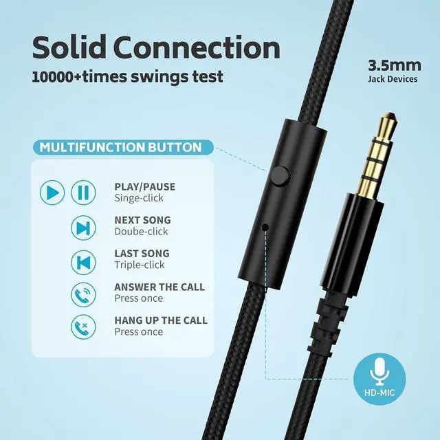 Alt view image 3 of 7 - AILIHEN Headphones Bulk for Classroom 10 Pack - Kids Wired Headphones for School Students, Over-Ear Headsets with Microphone HD Stereo Sound 3.5mm Jack for Library, Online Learning (Muiticolor)