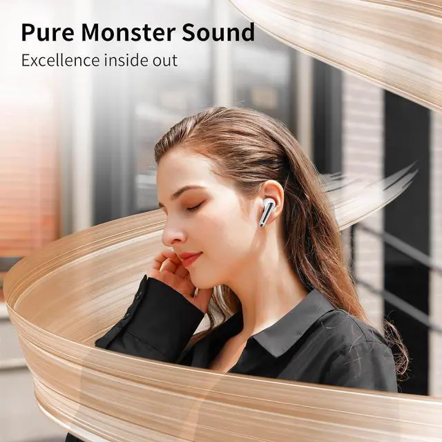 Alt view image 2 of 7 - Monster N-Lite 203 AirLinks Wireless Earbuds, Bluetooth 5.3 Headphones HiFi Stereo, Wireless Earphones with 30H Playback, Touch Control, IPX6 Waterproof in-Ear Earbuds, HD Clear Call, Type-C Charging