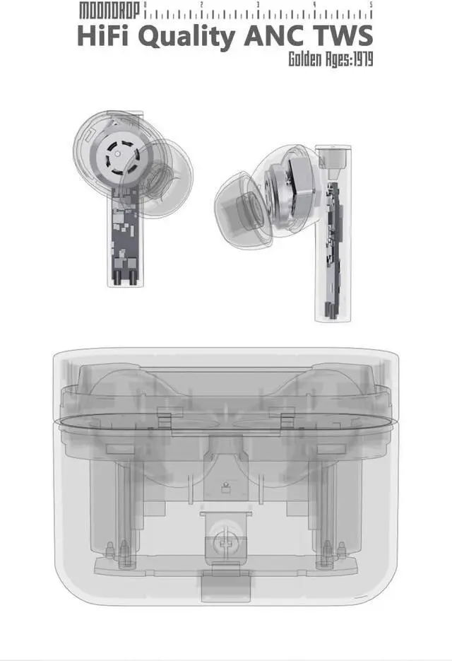 Alt view image 3 of 7 - Moondrop Golden Ages TWS Earphones 13mm Full-Frequency Planar Magnetic Driver Multi-Protocol Lossless Transmission ANC TWS
