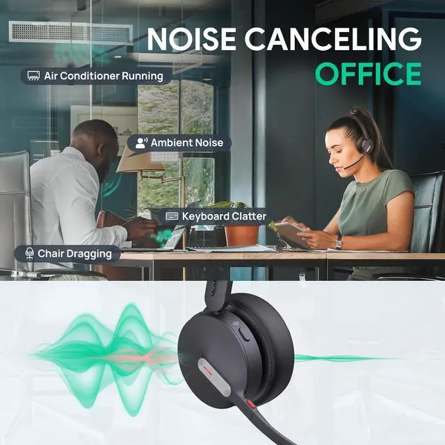 Alt view image 6 of 7 - Yealink BH70 Dual UC Wireless Headset with Charging Stand, UC Compatible Bluetooth Headphone with Mic for Work, up to 35h Talk Time, 147g All-Day Comfort Perfect for Open Office Hybrid Work