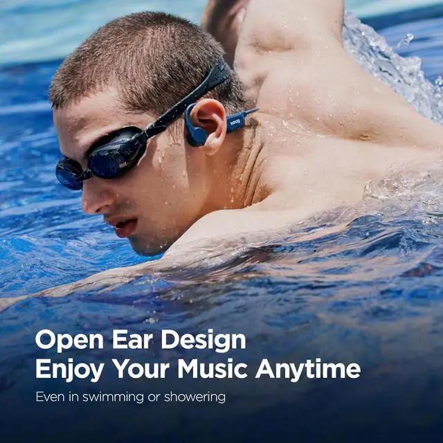 Alt view image 2 of 7 - Sanag B60S Bone Conduction Headphones, Open Ear IPX8 Waterproof Swimming Earphones, Built-in 64GB Memory MP3 Player Headset, Wireless Bluetooth 5.3 Sports Running Cycling Earbuds
