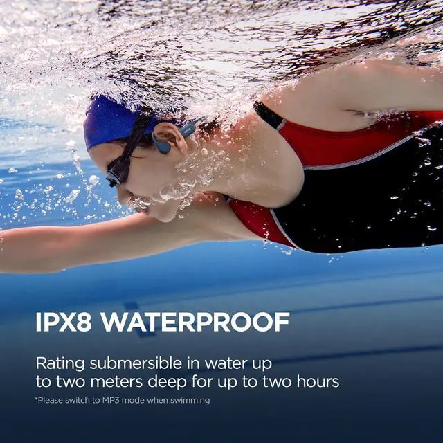 Alt view image 3 of 7 - Sanag B60S Bone Conduction Headphones, Open Ear IPX8 Waterproof Swimming Earphones, Built-in 64GB Memory MP3 Player Headset, Wireless Bluetooth 5.3 Sports Running Cycling Earbuds