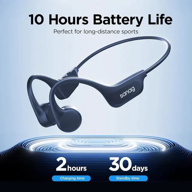 Alt view image 4 of 7 - Sanag B60S Bone Conduction Headphones, Open Ear IPX8 Waterproof Swimming Earphones, Built-in 64GB Memory MP3 Player Headset, Wireless Bluetooth 5.3 Sports Running Cycling Earbuds