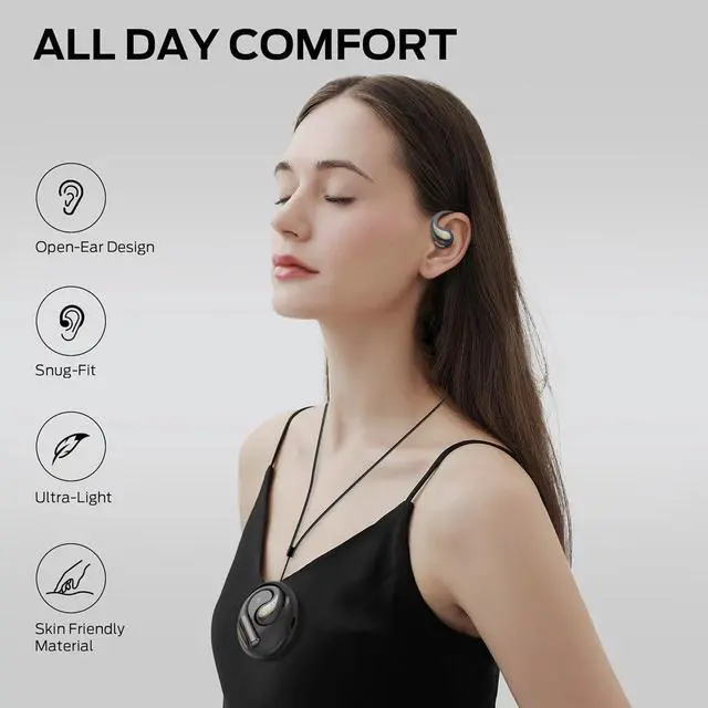 Alt view image 3 of 7 - Monster Open Ear AC335 Headphones, Bluetooth 5.4 Wireless Headphones with Stereo Sound, 24H Playback, Crystal Clear Calls, Stylish Rotating Case with Lanyard, Sweat Resistant Open Ear Wireless Earbuds