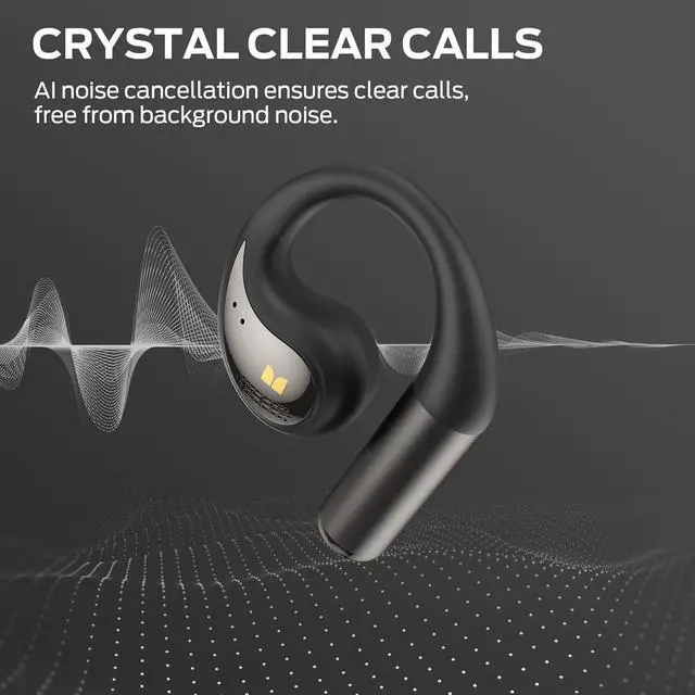 Alt view image 4 of 7 - Monster Open Ear AC335 Headphones, Bluetooth 5.4 Wireless Headphones with Stereo Sound, 24H Playback, Crystal Clear Calls, Stylish Rotating Case with Lanyard, Sweat Resistant Open Ear Wireless Earbuds