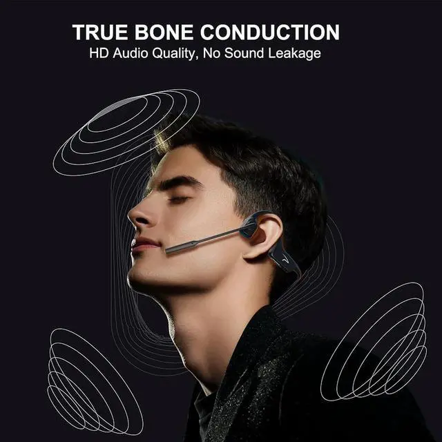 Alt view image 7 of 7 - MAIRDI Open Ear Bone Conduction Headphones Bluetooth with Microphone Noise Canceling, Wireless Bluetooth Headset with Mic Boom & USB Dongle for PC Work Calls and Meetings