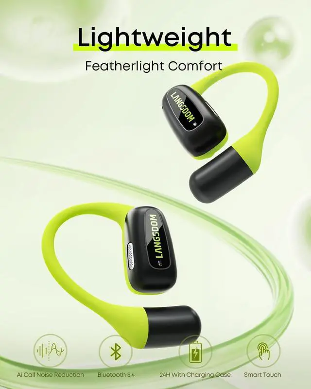 Alt view image 6 of 7 - Langsdom AirWave Pro & AirFit Open Ear Headphones for Running,Workout
