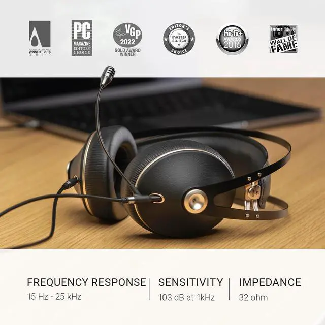 Alt view image 2 of 7 - MEZE AUDIO | 99 NEO & Boom Mic Headset | Wired Over-Ear Headphones with Boom Microphone and Self Adjustable Headband | Closed-Back Headset for Gaming | Remote Work | Audiophiles