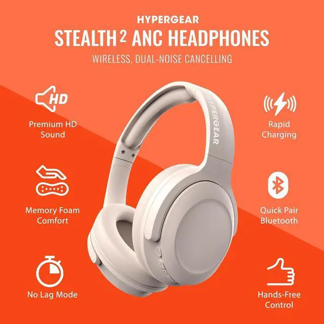 Alt view image 2 of 7 - Headphones Wireless - Bone Active Noise Cancelling Headphones Over Ear Bluetooth HD Audio Deep Bass Dual Noise Canceling Mics ANC Gym Headphone Wireless Over Ear Sound Cancelling Lightweight Foldable