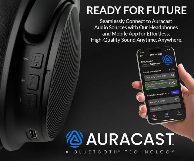 Alt view image 2 of 6 - HomeSpot JM320, Ultra-Lightweight Bluetooth 5.3 Over-Ear Headphones with Auracast, LE Audio, Aptx HD, 60-Hour Battery, and Enhanced Noise Isolation