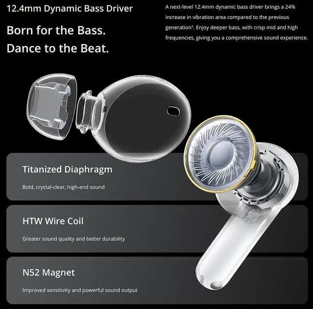 Alt view image 3 of 7 - realme Buds T300 Truly Wireless in-Ear Earbuds with 30dB ANC, 360° Spatial Audio Effect, 12.4mm Dynamic Bass Boost Driver with Dolby Atmos Support, Upto 40Hrs Battery and Fast Charging - (White)