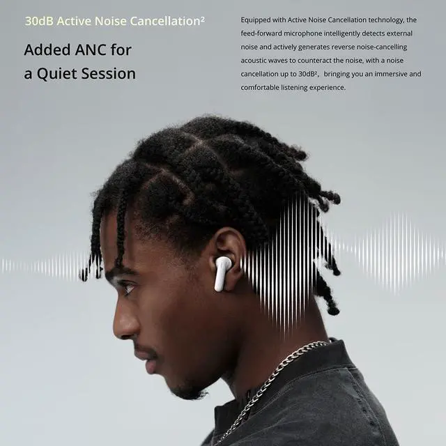 Alt view image 5 of 7 - realme Buds T300 Truly Wireless in-Ear Earbuds with 30dB ANC, 360° Spatial Audio Effect, 12.4mm Dynamic Bass Boost Driver with Dolby Atmos Support, Upto 40Hrs Battery and Fast Charging - (White)