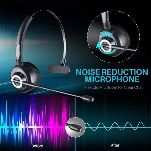 Alt view image 4 of 7 - Wireless Headphone Mic Headset Compatible with Samsung Galaxy Tab S10 FE 10.9"/S10 FE Plus 13.1", Bluetooth Earphone Hands-Free Noise Isolation