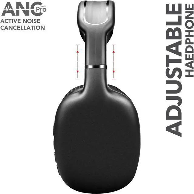 Alt view image 3 of 5 - RCA Wireless Bluetooth Headphones, Over Ear Noise Cancelling Headphones, Deep Bass, 12H Playtime, Bluetooth 5.4, Memory Foam Cushions, Built-in Mic, Universal Compatibility, Black