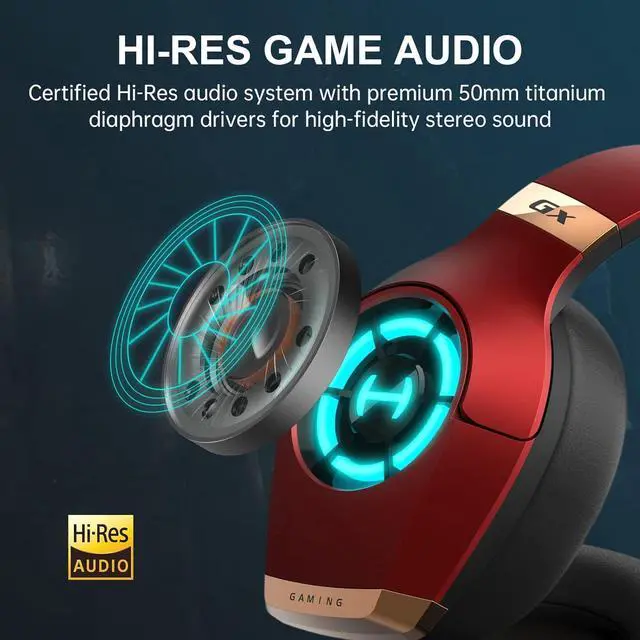 Alt view image 2 of 7 - Edifier Hecate GX Hi-Res Gaming Headset for PS4/ PS5/ PC/Switch/Xbox Gamepad - USB/Type-C/3.5mm Wired Gaming Headphones with Microphone RGB Lighting - ENC Noise Cancelling - 50mm Driver (Red)