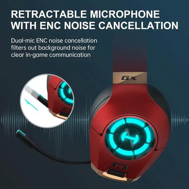 Alt view image 4 of 7 - Edifier Hecate GX Hi-Res Gaming Headset for PS4/ PS5/ PC/Switch/Xbox Gamepad - USB/Type-C/3.5mm Wired Gaming Headphones with Microphone RGB Lighting - ENC Noise Cancelling - 50mm Driver (Red)