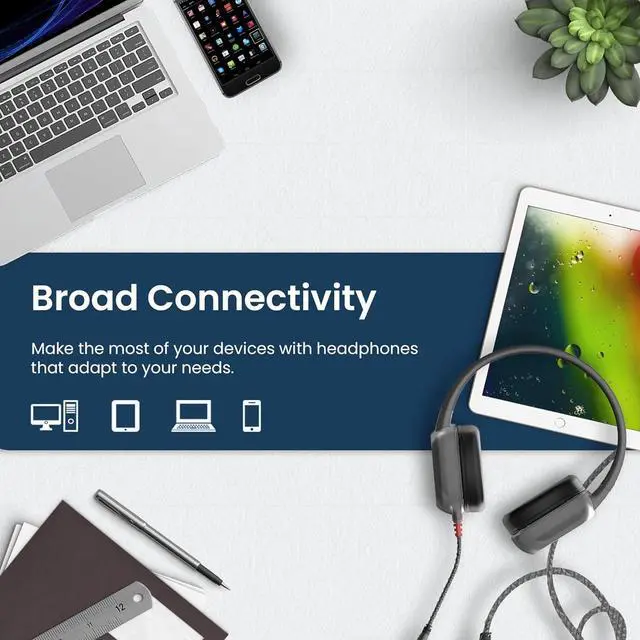 Alt view image 2 of 6 - Brenthaven Wired Headphones with Mic 10-Pack | 3.5 mm Jack On-Ear Rugged 2 Adjustable Headphones with Long Tangle Free Cord - Lightweight Durable & Drop Tested School Supplies for Kids - Gray