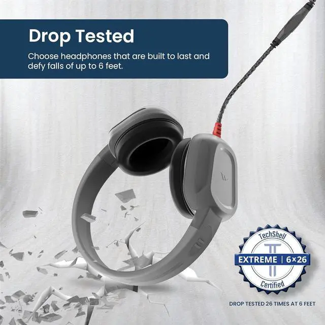 Alt view image 3 of 6 - Brenthaven Wired Headphones with Mic 10-Pack | 3.5 mm Jack On-Ear Rugged 2 Adjustable Headphones with Long Tangle Free Cord - Lightweight Durable & Drop Tested School Supplies for Kids - Gray