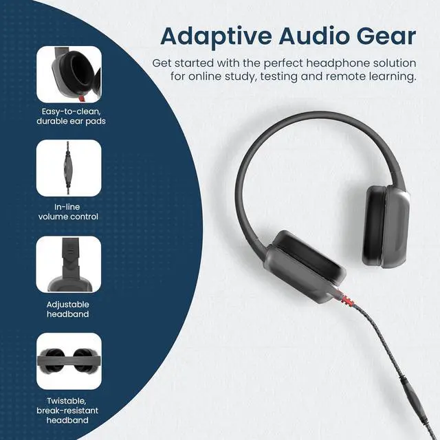 Alt view image 5 of 6 - Brenthaven Wired Headphones 10-Pack | 3.5 mm Jack On-Ear Rugged 2 Adjustable Headphones with Long Tangle Free Cord - Lightweight Durable & Drop Tested School Supplies for Kids - Gray