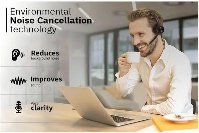 Alt view image 2 of 5 - CODi CLARO Wired Stereo Dual Ear Headset w/AI ENC Microphone