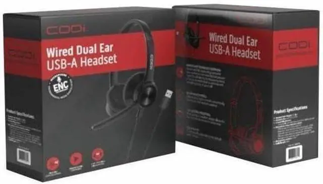 Alt view image 4 of 5 - CODi CLARO Wired Stereo Dual Ear Headset w/AI ENC Microphone