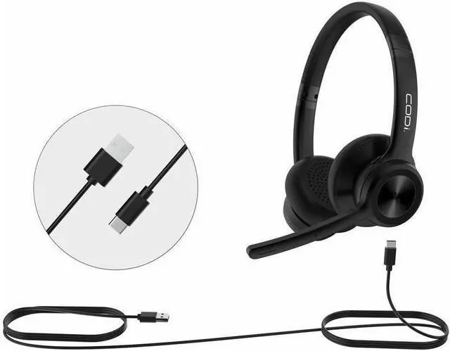 Alt view image 5 of 5 - CODi CLARO Wired Stereo Dual Ear Headset w/AI ENC Microphone