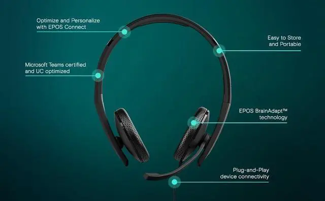 Alt view image 2 of 7 - EPOS I SENNHEISER C10 3.5 mm Headset with Microphone | Wired Headphones with Simple and Flexible 3.5 mm Connection BrainAdapt Technology
