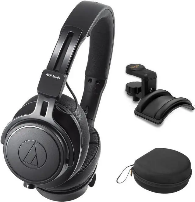 Main image of Audio-Technica ATH-M60x Closed-Back Monitor Headphones Bundle with Auray Headphones Holder and Headphones Case
