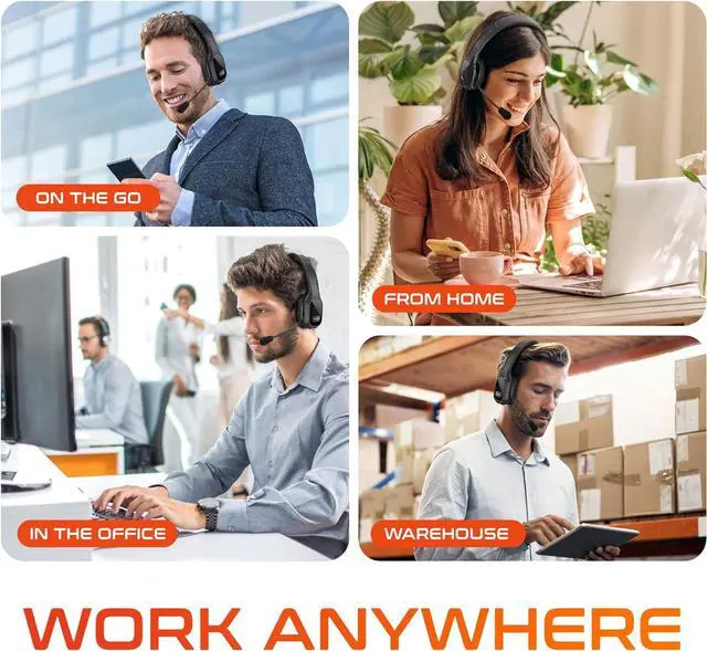 Alt view image 5 of 7 - Delton Professional Wireless Headset with 1080p HD USB Webcam, Trucker Bluetooth Computer Headset with Noise Canceling Mic, Compatible with Cell Phone, Drivers, Office, Call Center Work - Black