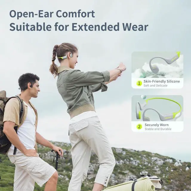 Alt view image 3 of 7 - Langsdom AirSwim Bone Conduction Headphones, IPX8 Waterproof, Skin-Friendly Silicone, 32GB Memory, 8H Battery, Bluetooth & MP3 Mode, Comfort Fit for Sports & Swimming (Black)