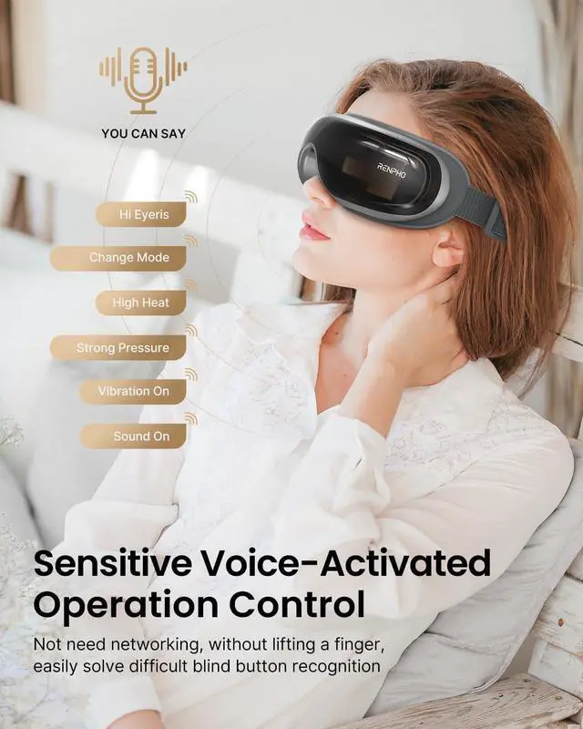 Alt view image 3 of 7 - Eye Massager with Heat and Cooling for Migraines, Birthday Gifts for Women/Men, FSA HSA Eligible, Eyeris 3 Voice Control Eye Mask with DIY Massage Setting, Eye Care for Relax