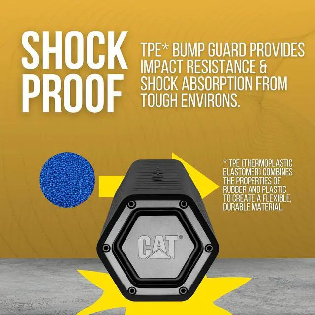 Alt view image 2 of 5 - CAT Portable WORKSITE Bluetooth Speakers - Rugged, Heavy Duty Work Speaker with Wireless - Shock Proof, Dust Proof, Water Resistant, Temperature Resistant Jobsite Speaker